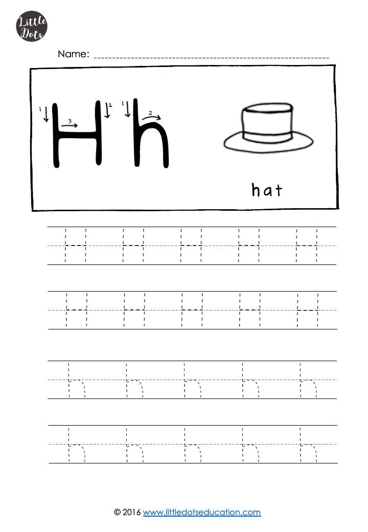 Free letter H tracing