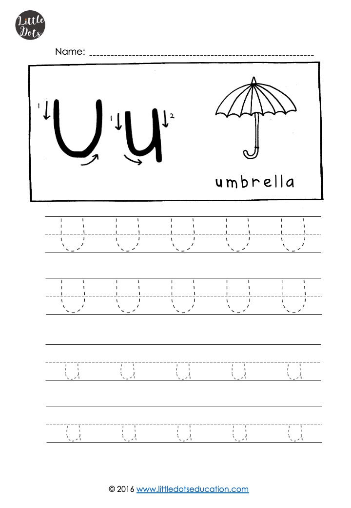 Free letter U tracing