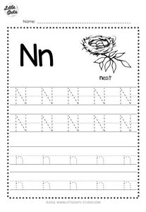 free letter n tracing worksheets