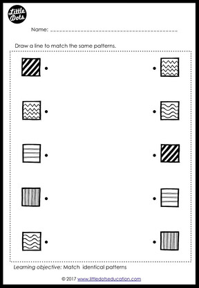 Preschool Patterns Matching Worksheets and Activities