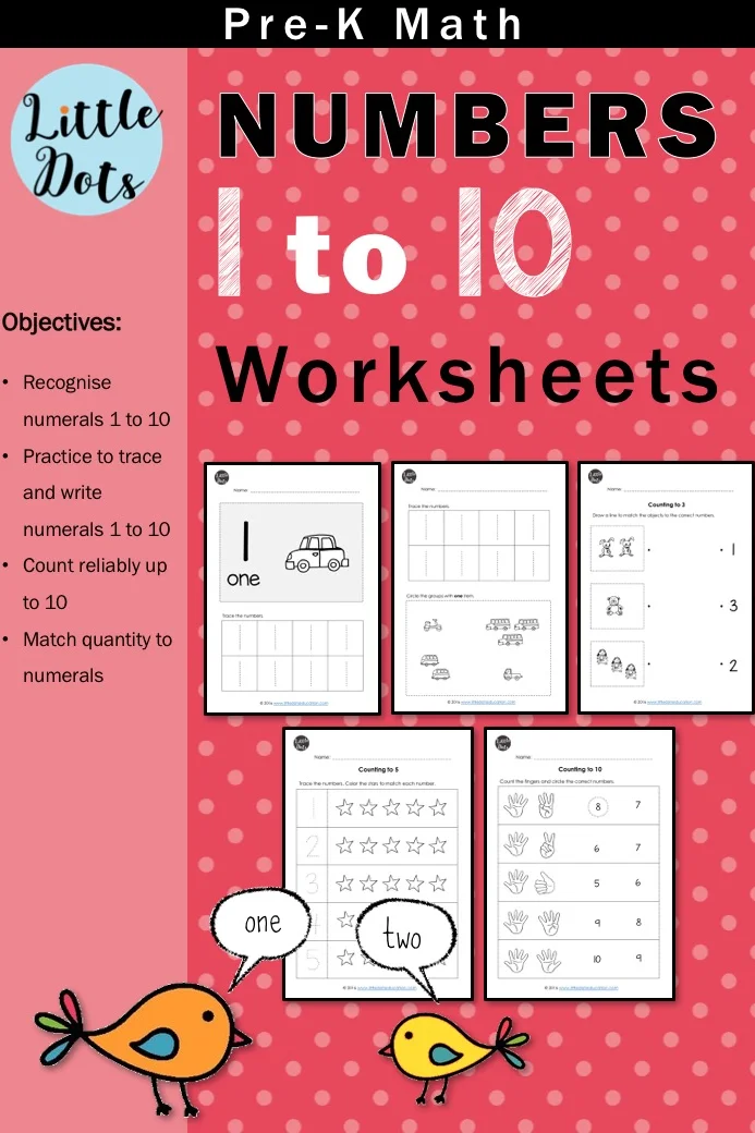 Pre-K Numbers 1 to 10 Worksheets