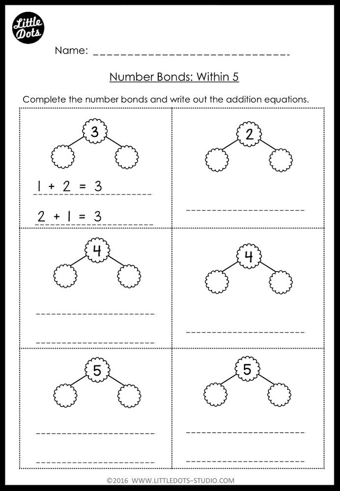 Kindergarten Math Number Bond Worksheets and Activities