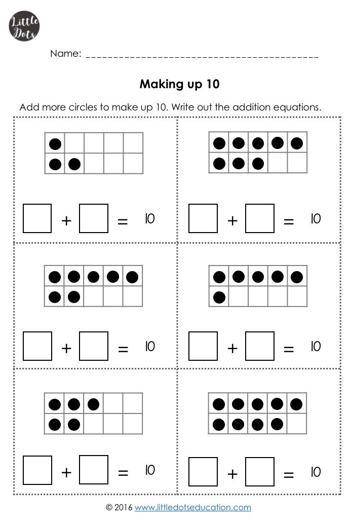 Addition Worksheets within 10 for Kindergarten