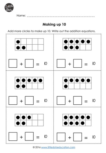 addition worksheets within 10 for kindergarten