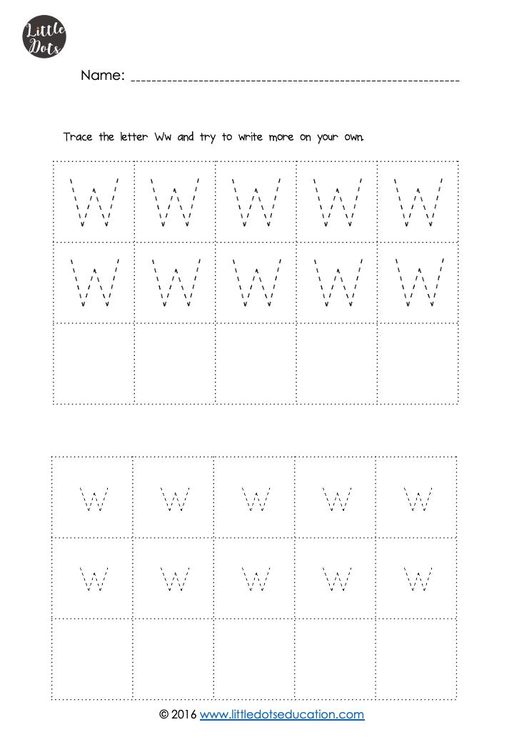 Free letter W tracing