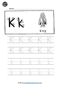 Free letter K tracing worksheet
