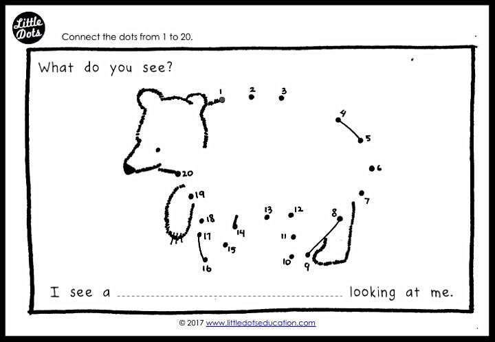 Brown Bear, Brown Bear, What Do You See? Theme Dot to Dot Activities