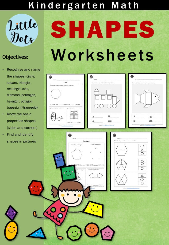 Shapes worksheets for kindergarten
