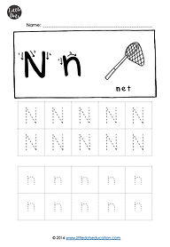 Free letter N tracing worksheets
