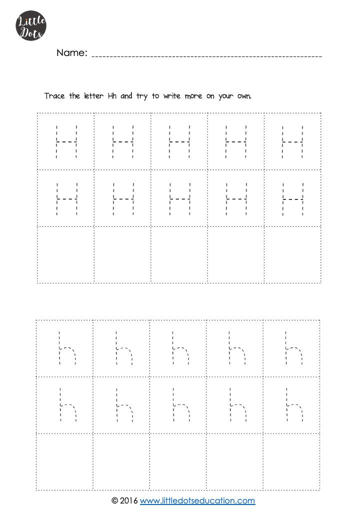 Free letter H tracing