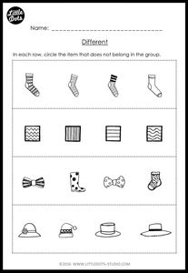 Kindergarten Same and Different Worksheets and Activities