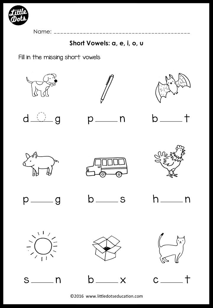 short vowels middle sounds worksheets and activities