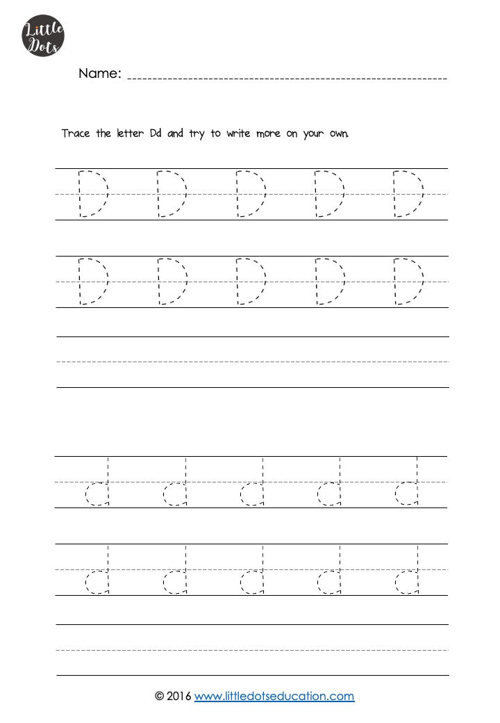 Free letter D tracing