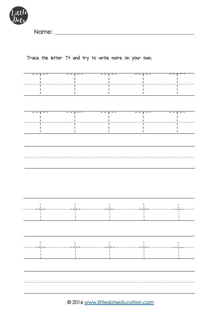 Free letter T tracing