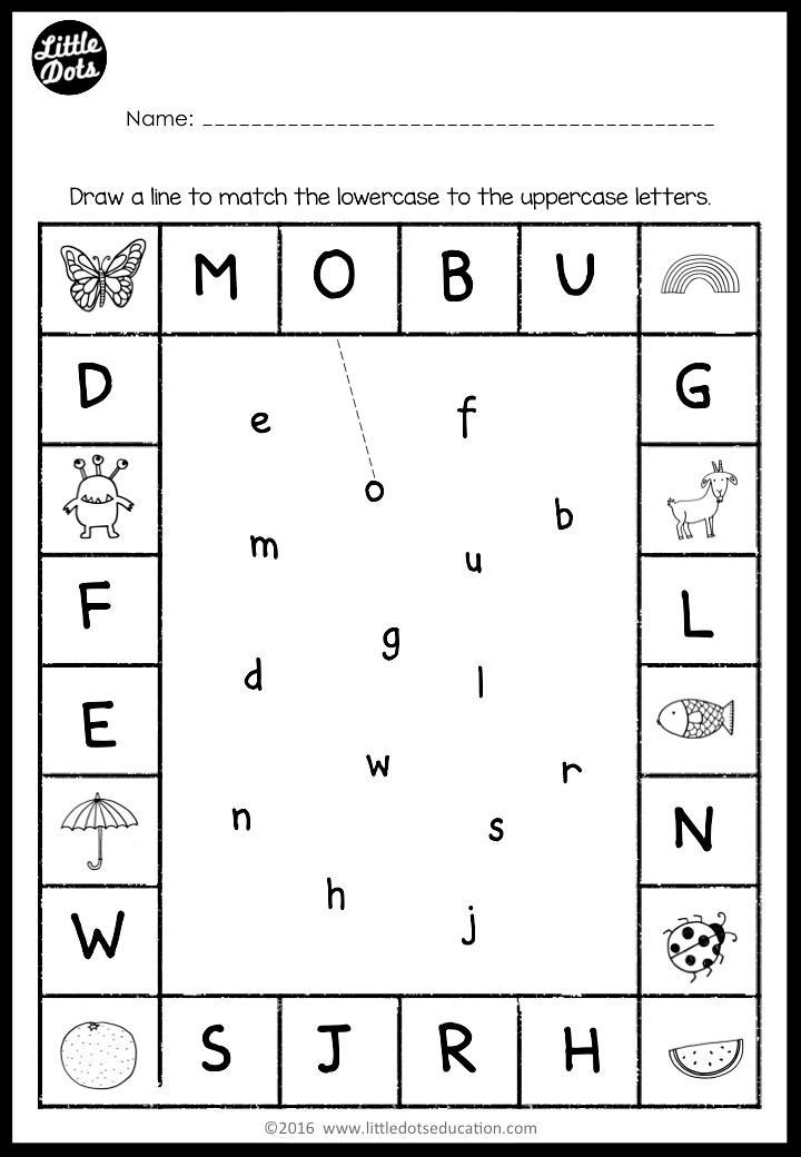 matching uppercase and lowercase letters worksheets
