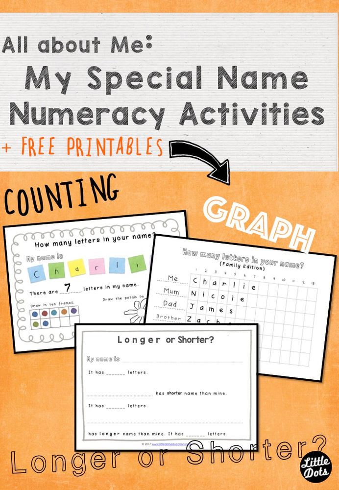 My Special Name Numeracy Activities and Printable