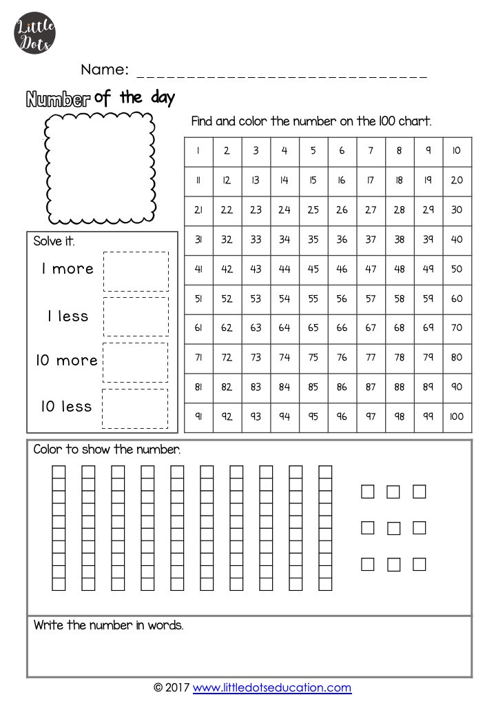 free number of the day printable and worksheet for k 2