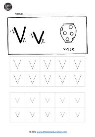 Free letter V tracing worksheets