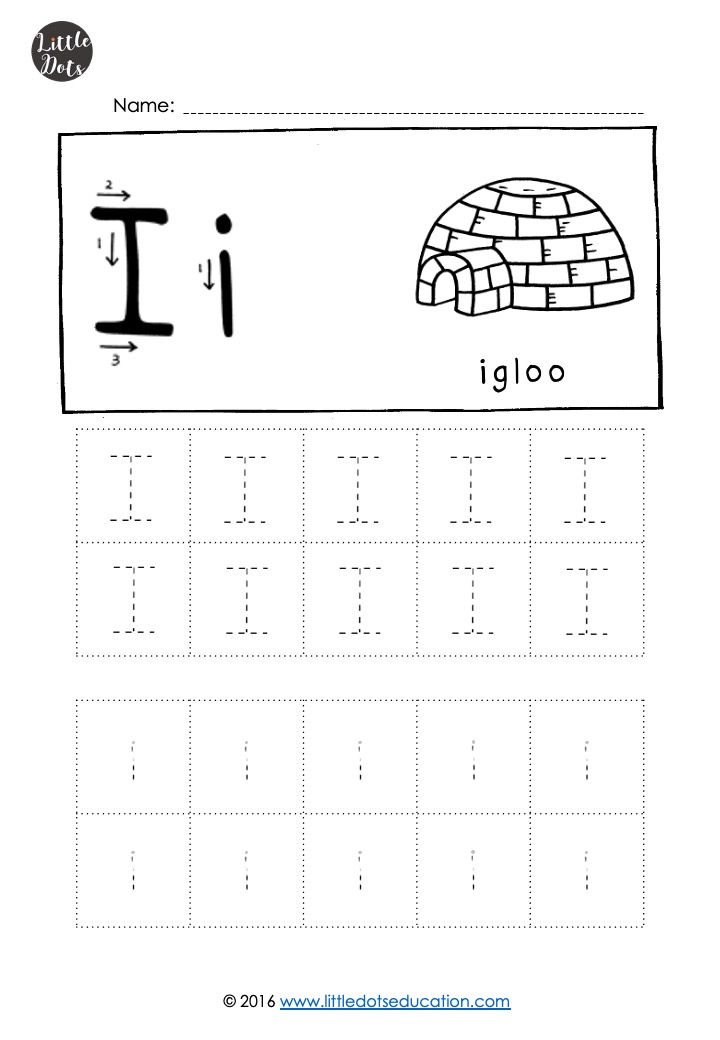 Free letter I tracing