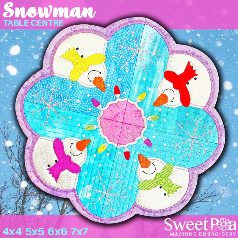 Snowman Table Centre 4x4 5x5 6x6 7x7