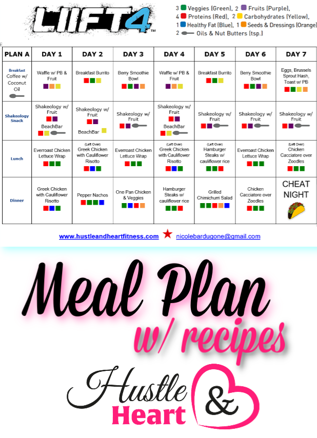 LIIFT4 Meal Plan with Recipes