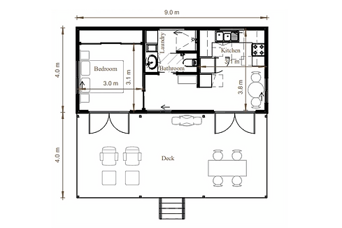 Petford Quensland. New home design with the bedroom and living area opening onto a hardwood deck. Built by Hockey Builders