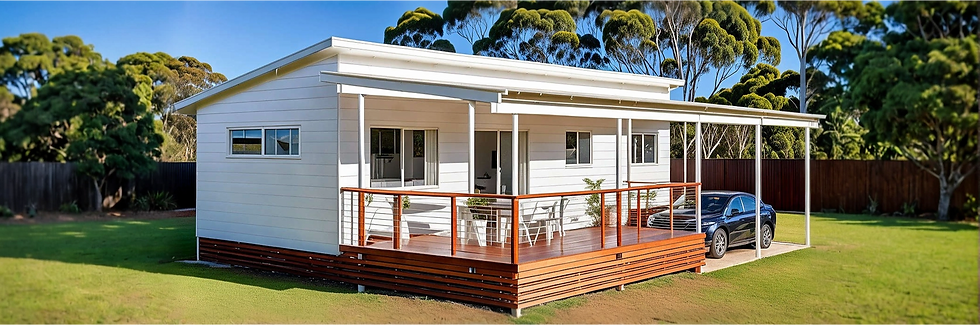 Modula Home with a deck and carport
