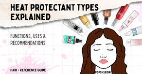 Heat protectant types explained guide showing lightweight mists, cream heat protectants, blowout sprays, flat iron protectants, smoothing sprays, anti-humidity formulas, repair protectants, and shine sprays.