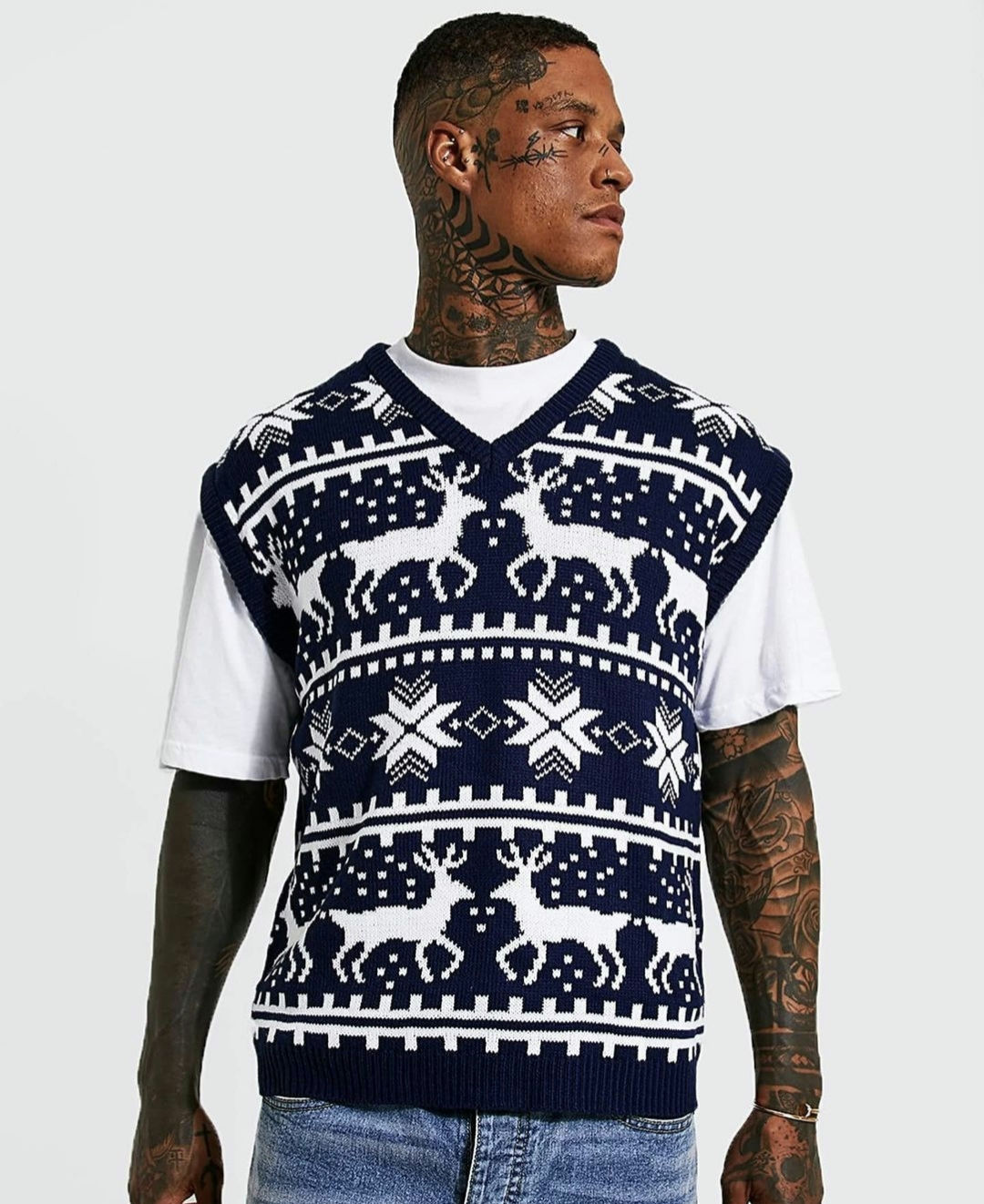 Maglione Natalizio a gilet scollo a V