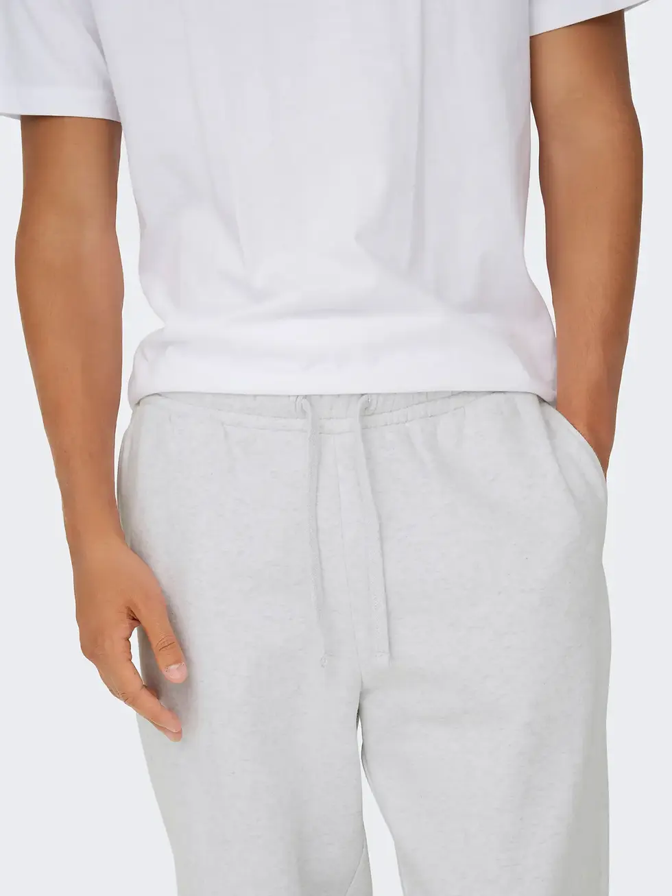 Miniatura: Pantaloni tuta wide fit felpati grigi chiarissimi