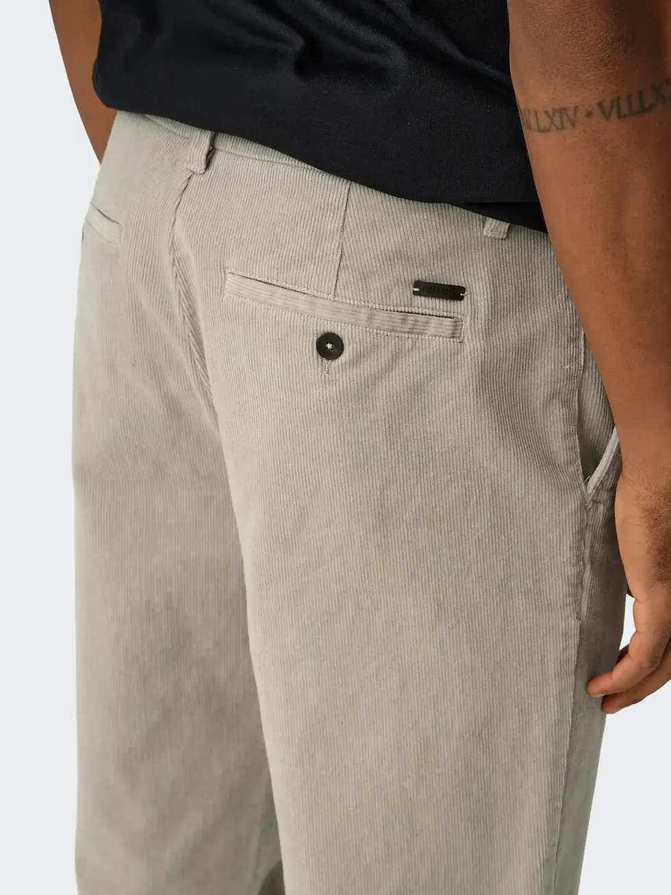 Miniatura: Pantaloni in velluto beige gamba morbida