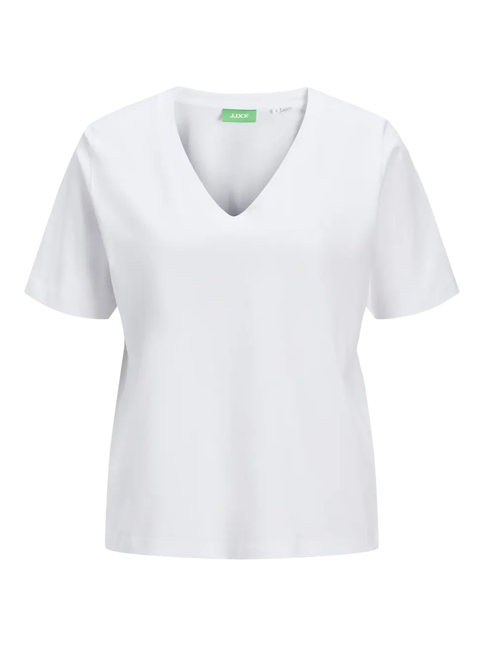 Thumbnail: T-shirt bianca basic scollo a V tinta unita