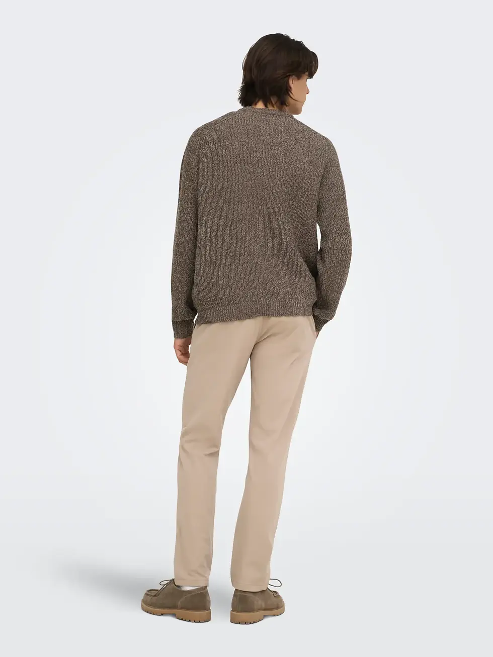 Miniatura: Maglione in ciniglia girocollo marrone