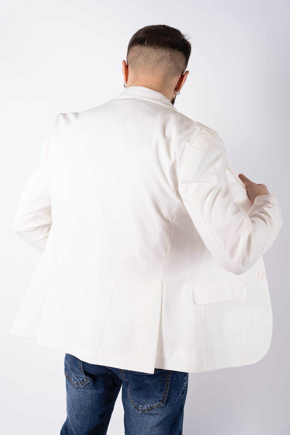 Miniatura: Blazer bianco sfiancato monopetto