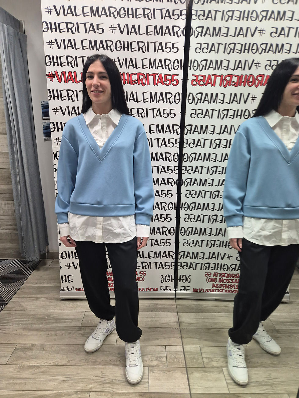 Thumbnail: Felpa simil modal con inserti di camicia