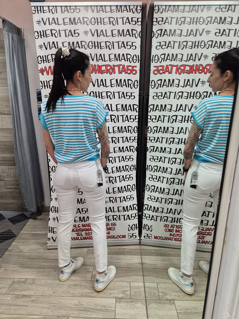 Thumbnail: Pantaloni bianchi elasticizzati a caramella