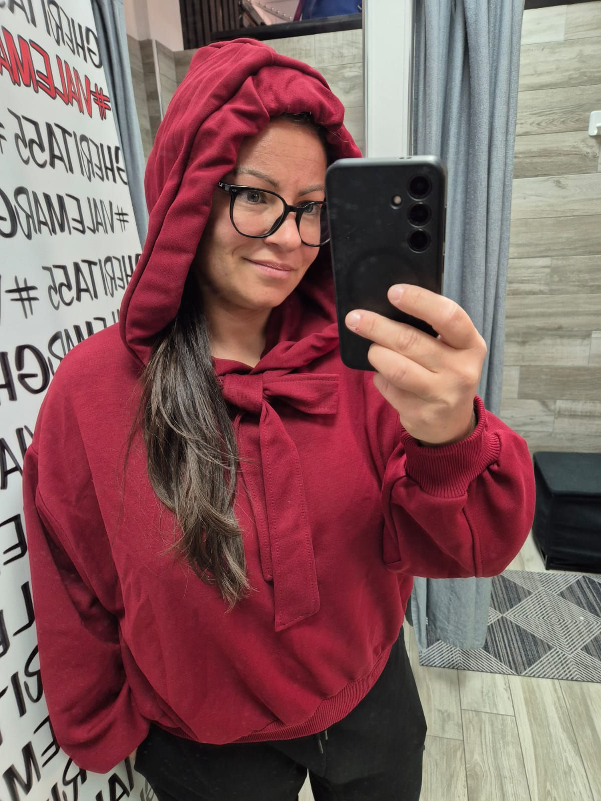 Felpa oversize con cappuccio e fiocco LUMINA