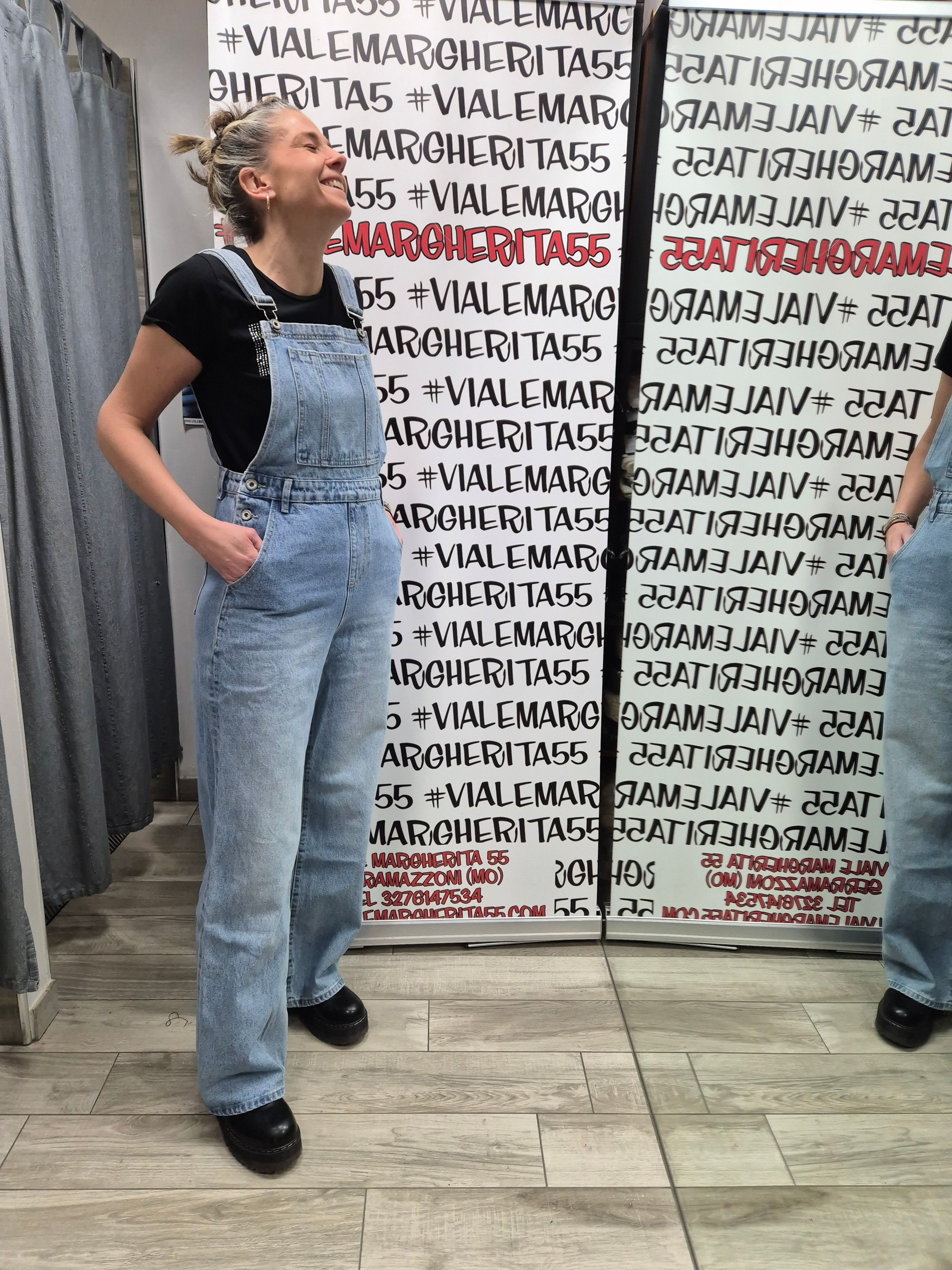 Salopette in denim wide leg