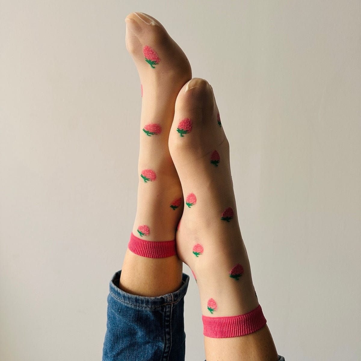 Calzini in nylon corti lamponi