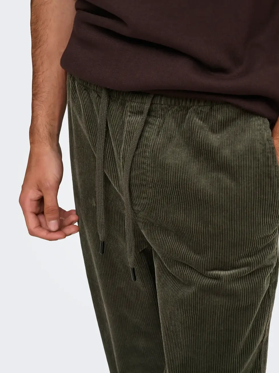 Thumbnail: Pantaloni jogger in velluto color beluga