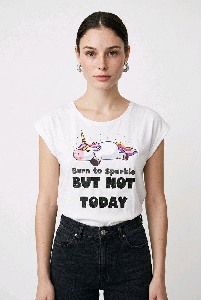 T-shirt Unicorno Born to sparkle but not today