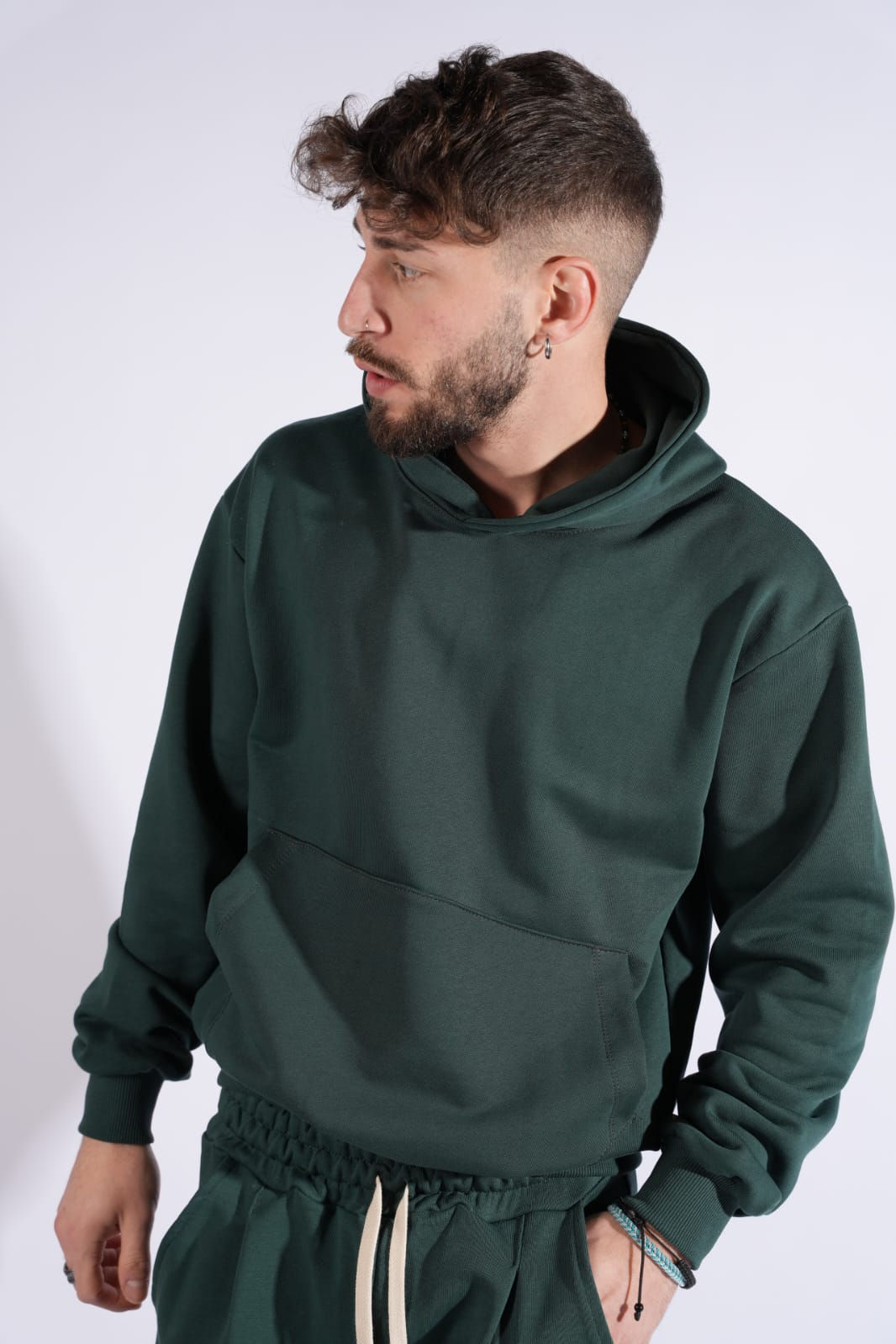 Felpa con cappuccio boxy fit garzata unisex