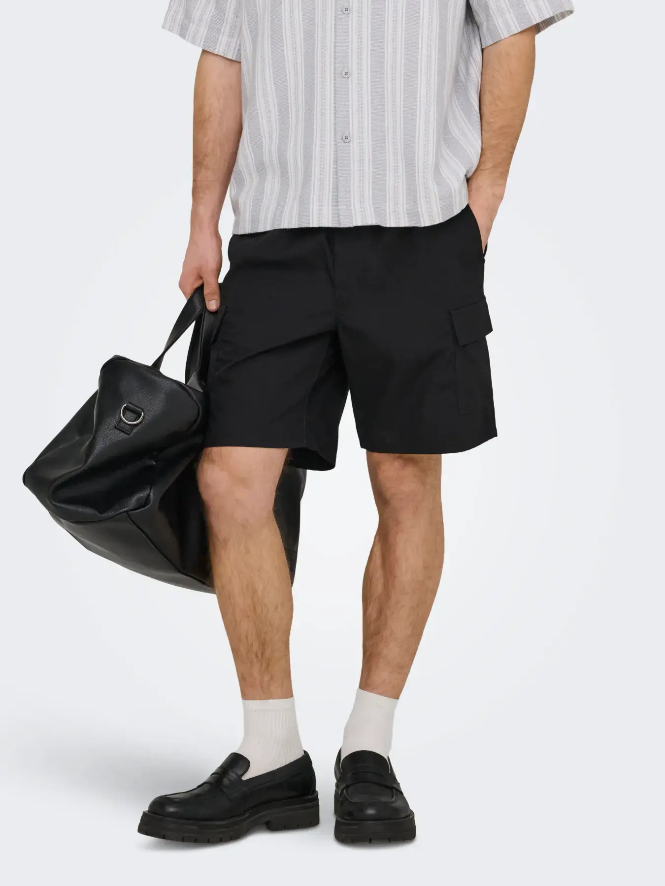 Bermuda cargo neri in misto cotone