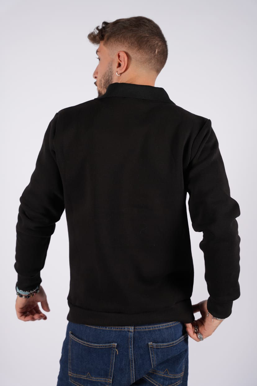 Thumbnail: Felpa con colletto a polo felpata