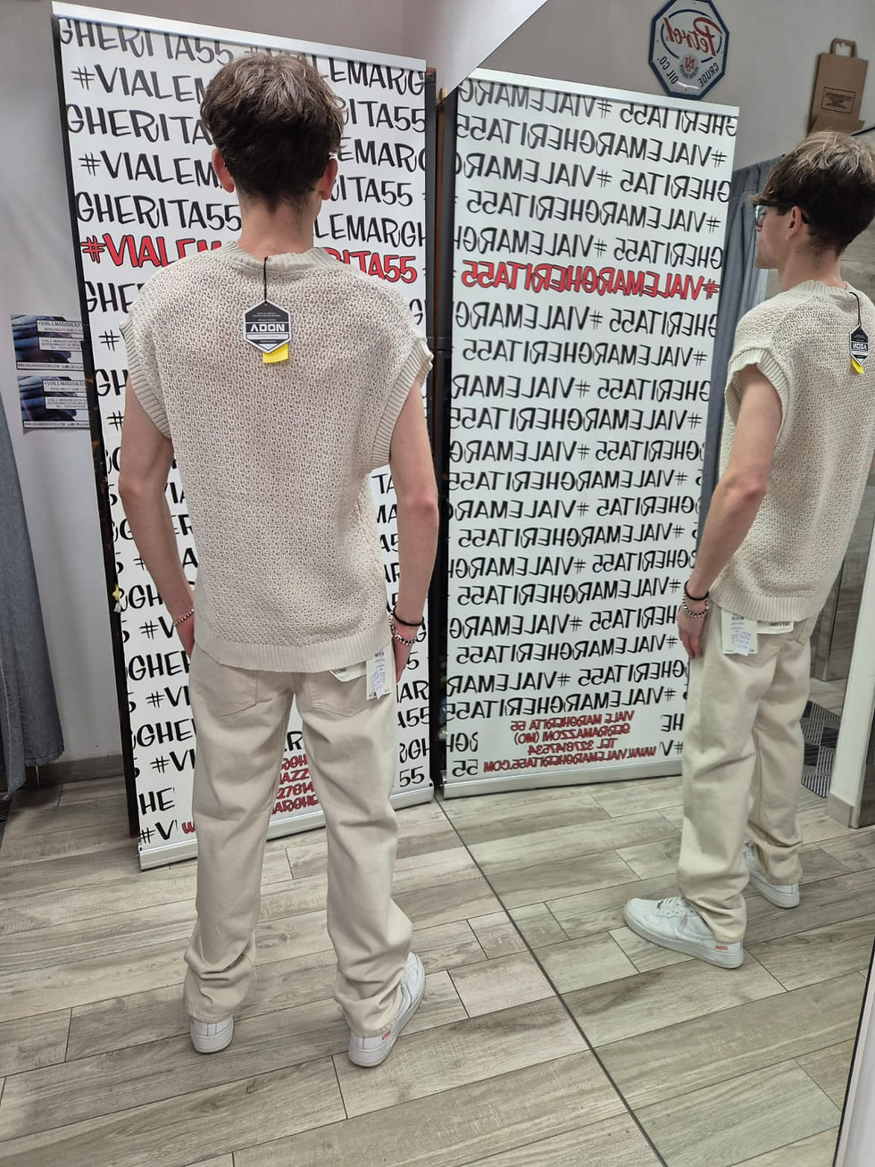 Thumbnail: Jeans ONSEDGE beige gamba ampia loose