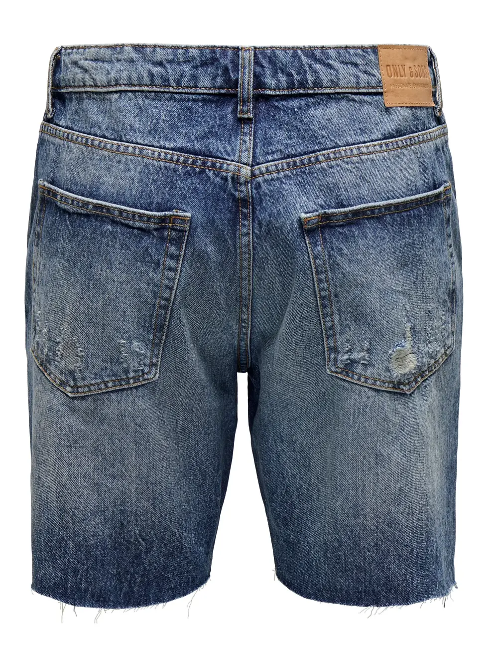 Thumbnail: Bermuda in jeans con rotture lavaggio medio