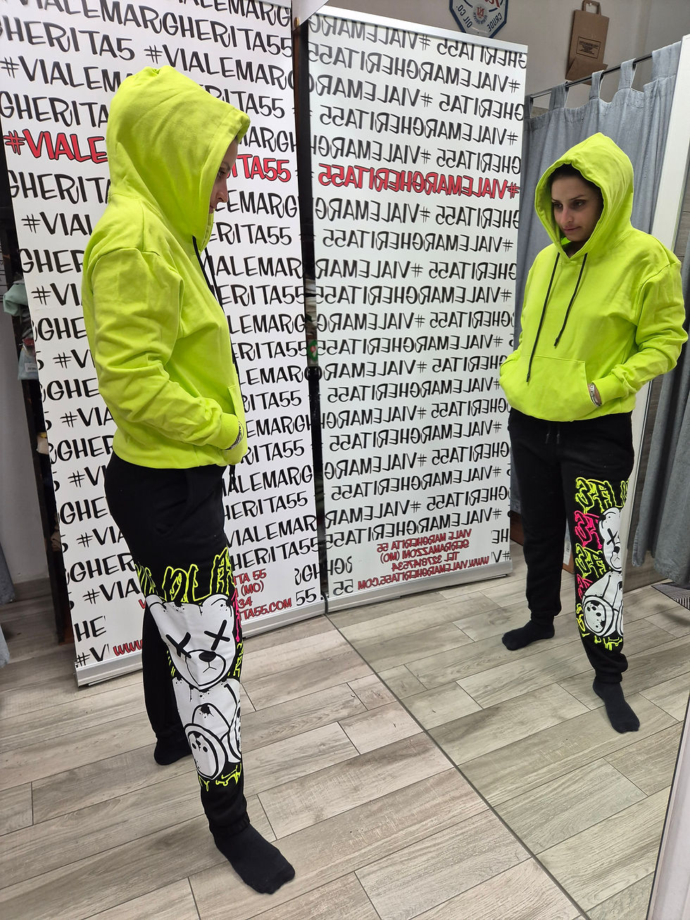 Thumbnail: Pantaloni tuta garzati neri orsetto unisex