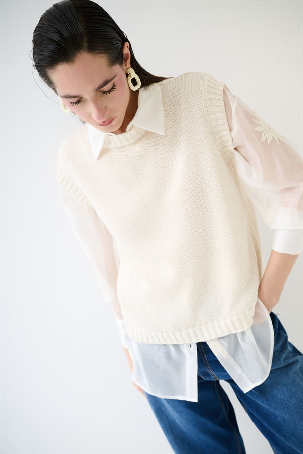 Thumbnail: Gilet in maglia girocollo di cotone