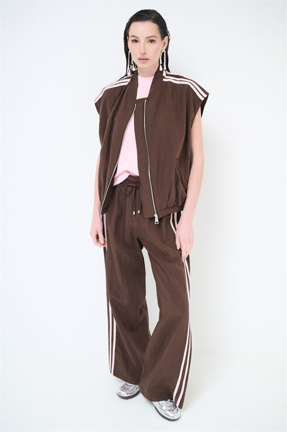 Thumbnail: Pantalone con bande laterali in lyocell moro