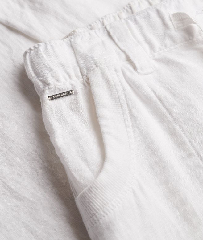 Thumbnail: Pantaloni in lino bianchi baggy Superdry